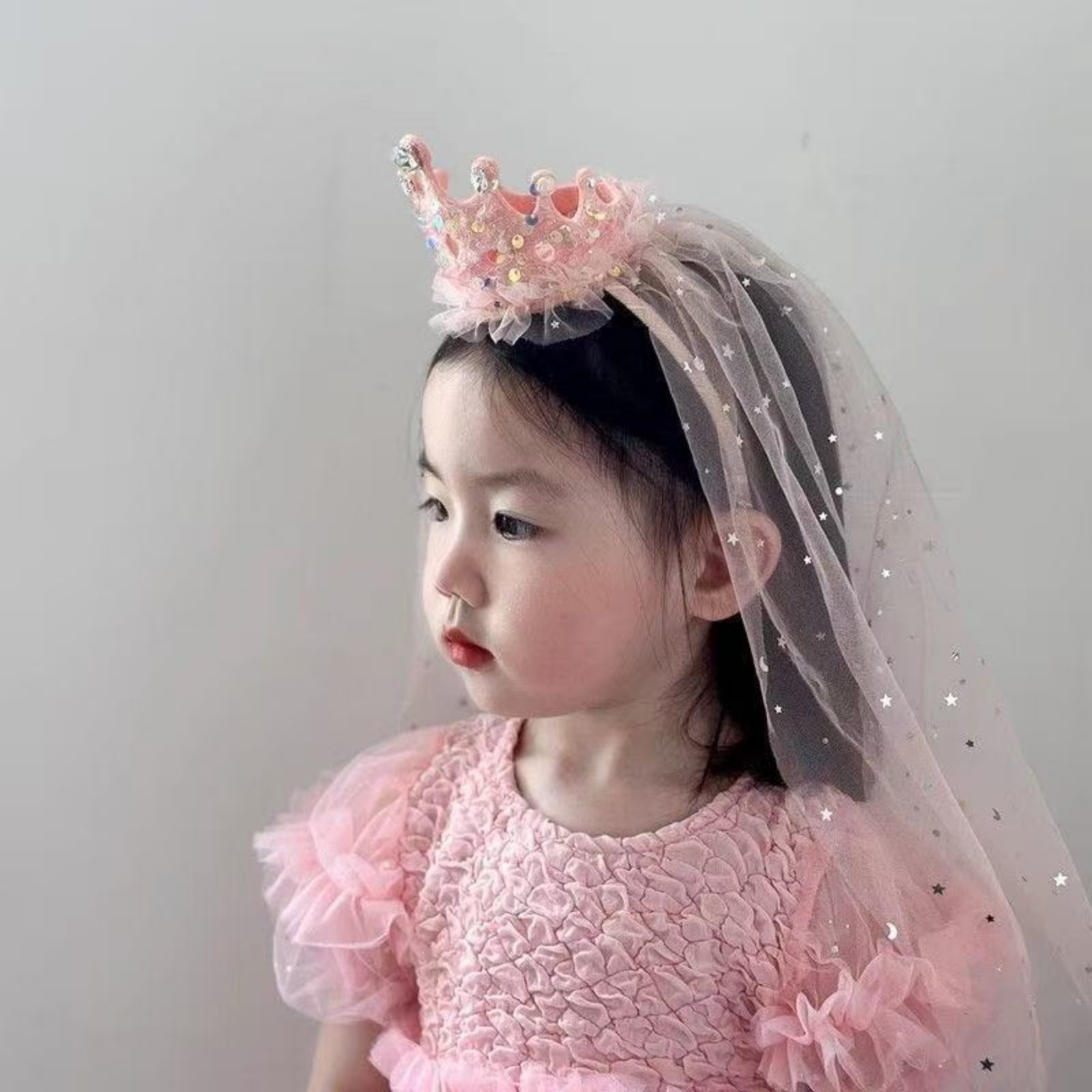 1PC Princess Crown Veil Headba - Philodendron Pink Princess ulasan dan harga